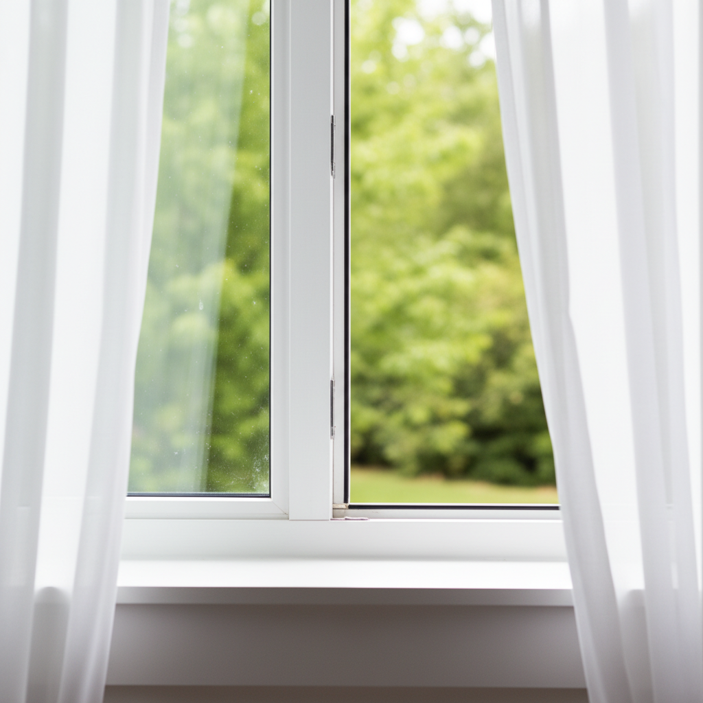 Wit kunststof raam staat open voor natuurlijke ventilatie