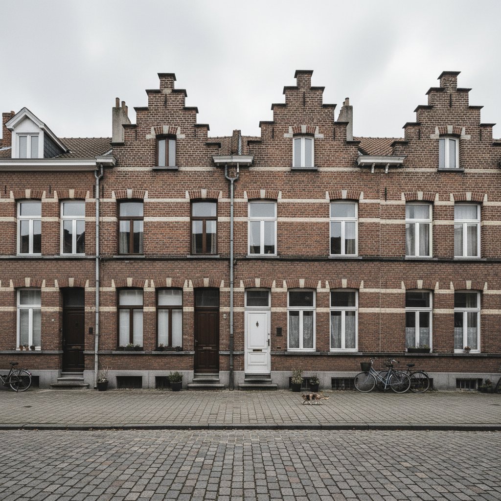 Typische Gentse rijhuizen met bakstenen gevels in historische wijk