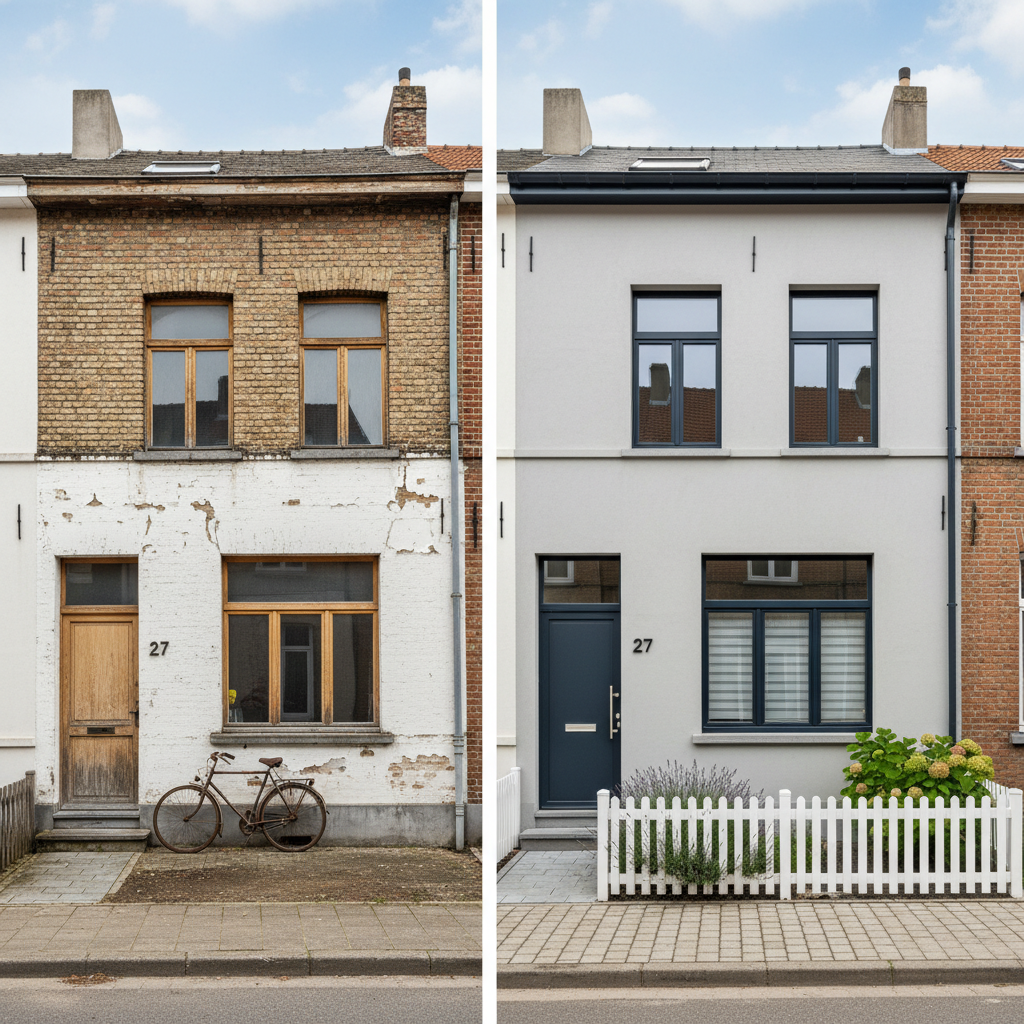 Mooi gerenoveerde Belgische rijwoning met vernieuwde gevel