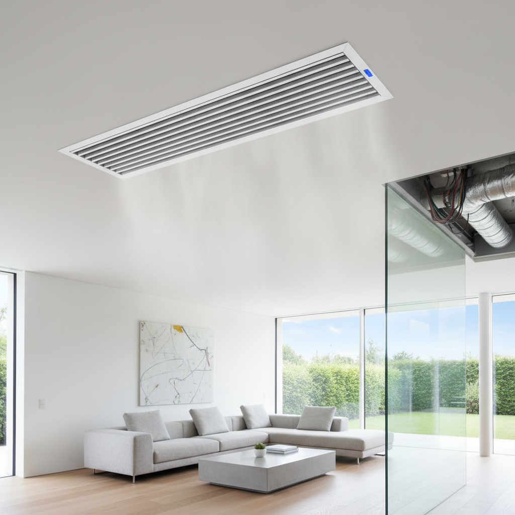 Ventilatierooster in woonkamer voor betere luchtcirculatie