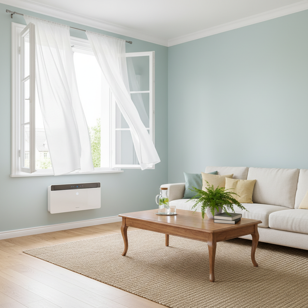 Schone schimmelvrije woonkamer met goede ventilatie