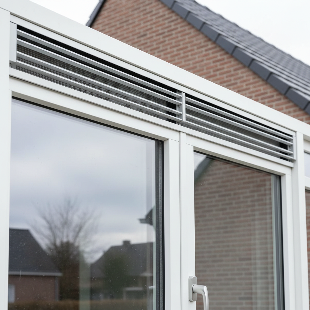 Raamrooster voor ventilatie systeem C in een raamkozijn